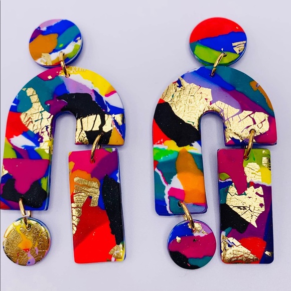 Colorful Abstract Earrings - Picture 4 of 4